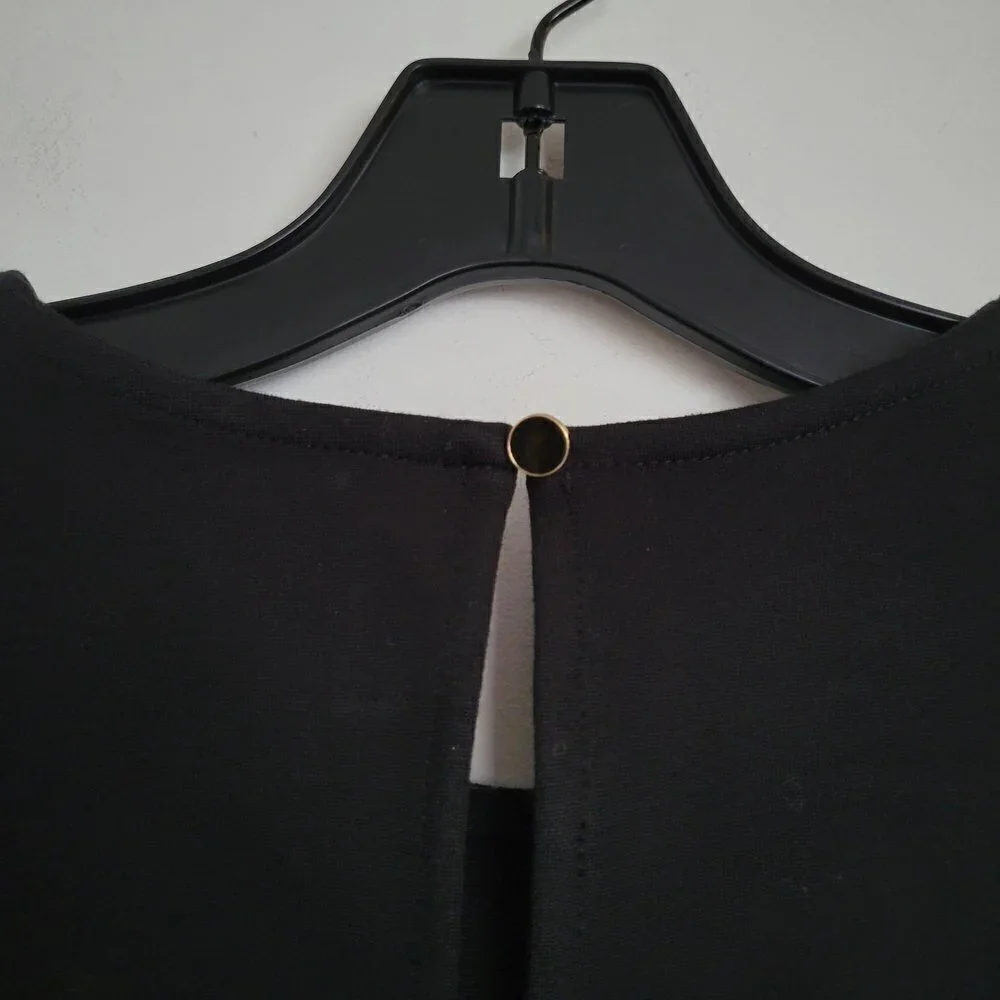 J. Crew Puff Sleeve Pointe Top Blouse Keyhole Back Black Style AE781 Size XS